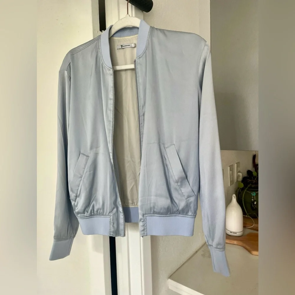 Alexander Wang Silk Bomber Jacket, Icy Blue Size 2 / xs - small